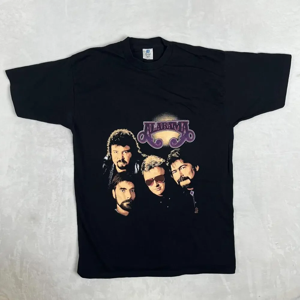 Vintage Alabama T-Shirt Mens XL Black Country Band Graphic Back Print USA